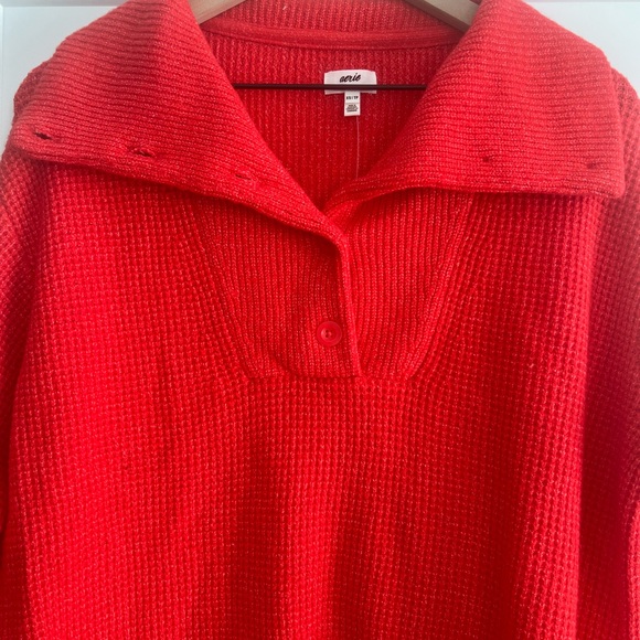 Aerie Vibrant Red Cowl Neck Sweater - Picture 4 of 8